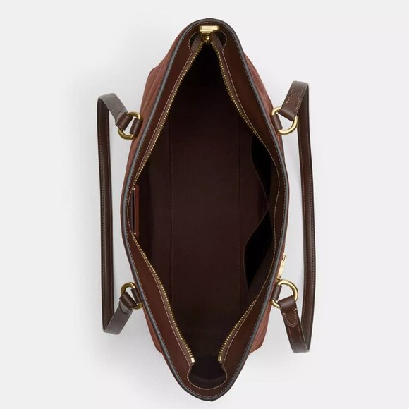 NWT Coach CCC77 Station Suede Tote Bag in Vintage Brown - Picture 9 of 15